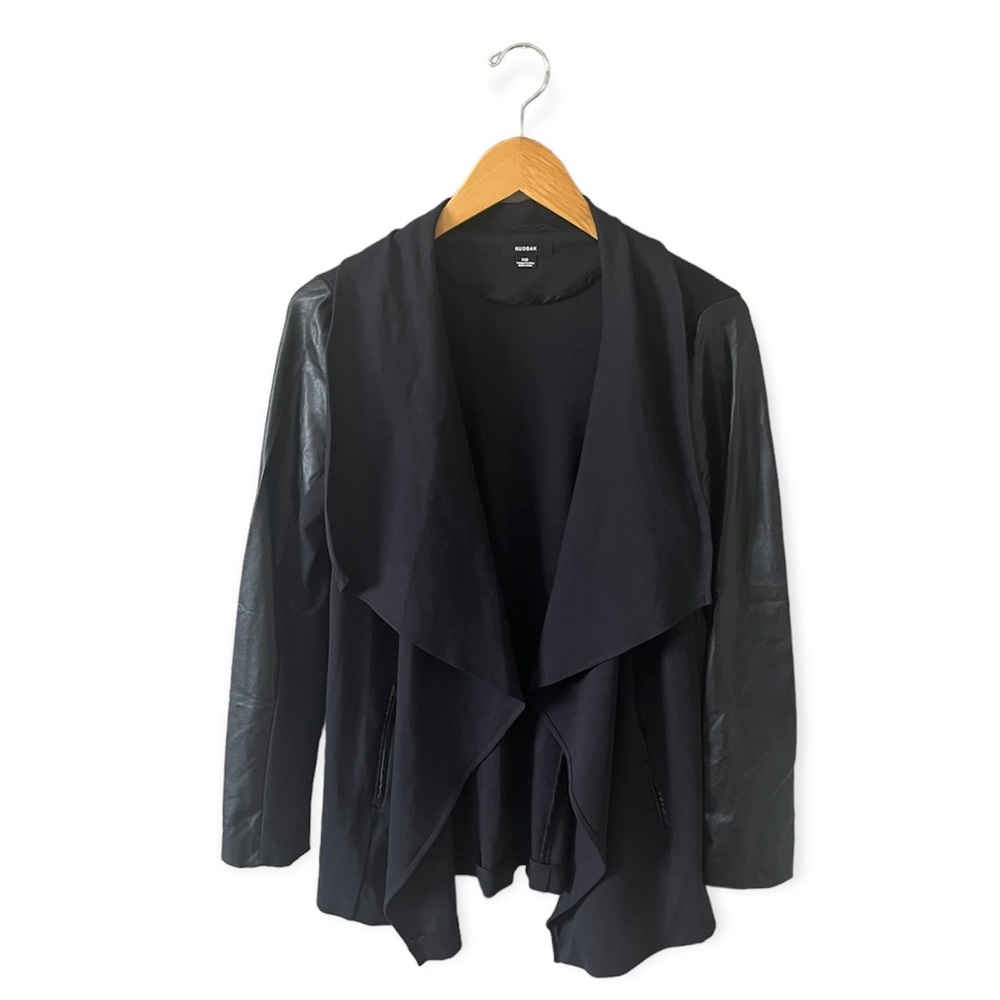 Rudsak Black Waterfall Vegan Leather Sleeves Jacket